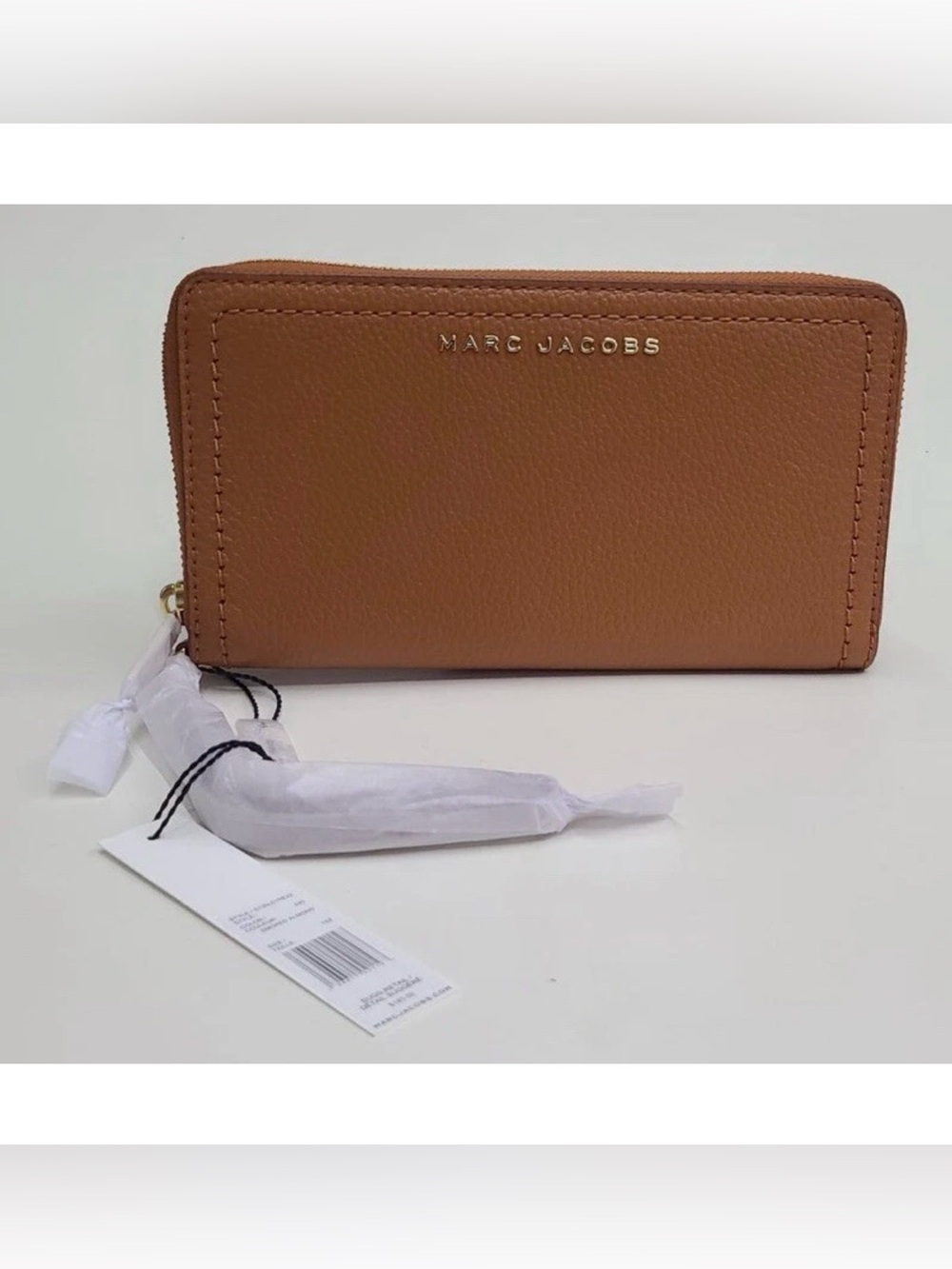 Marc Jacobs Leather Wristlet Wallet Continental Smoked Almond Zip Around NWT